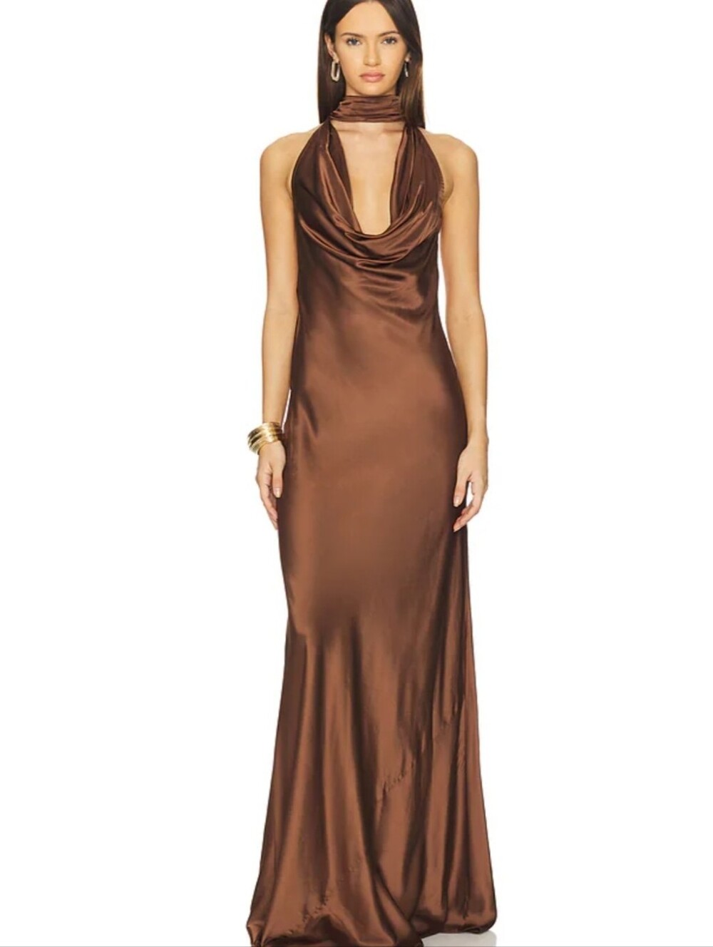 Stone Cold Fox x REVOLVE Amelia Gown Size XXS NWT Espresso Old Money